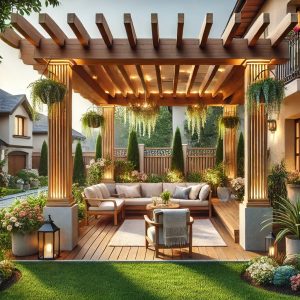 image highlight the possibilities of transforming a backyard into a functional and beautiful outdoor living area, emphasizing both the practical and aesthetic benefits.